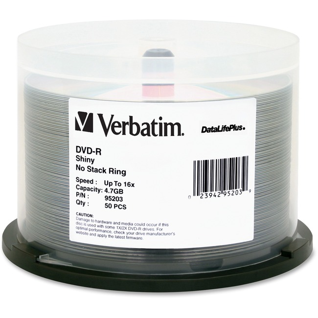 Picture of Verbatim DVD-R 4.7GB 16x Silver Shiny Bulk 50 Pack on Spindle