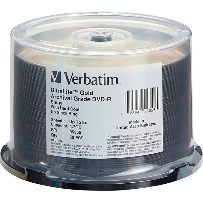 Picture of Verbatim 50 pk DVD-R 4.7GB GLD Archival Grade