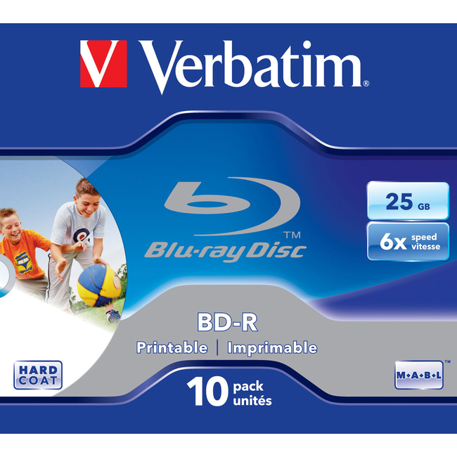 Picture of Verbatim BD-R 25GB 6X White Wide Printable 10 Pack in Jewel Cases