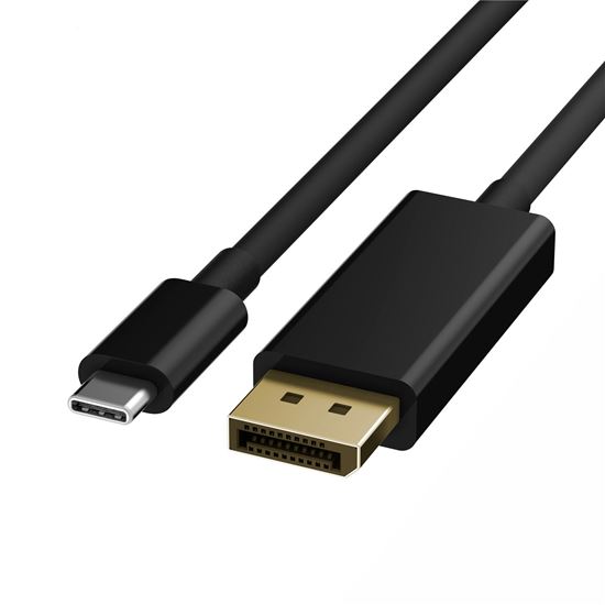 Picture of DYNAMIX 1m USB-C to DisplayPort 1.2 Cable. Supports 4K@60Hz UHD (3840x2160). Bidirectional, Supports HDR, HDCP 2.2, Supports 7.1 Surround Sound, Plug & Play, Black Colour.