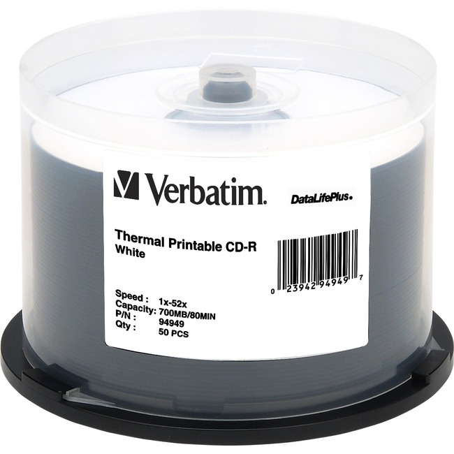 Picture of Verbatim CD-R 700MB White Thermal 52x 50Pk Spindle