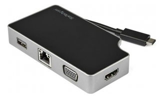 Picture of StarTech USB-C Travel Dock with Power Delivery - USB-C, HDMI, VGA, RJ-45, USB Type-A