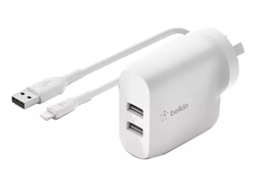 Picture of Belkin Dual USB-A Wall Charger 24W with Lightng Cable