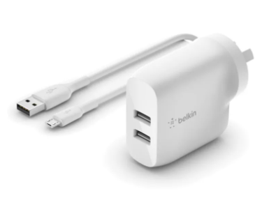 Picture of Belkin Dual USB-A Wall Charger 24W with MicroUSB Cable