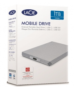 Picture of Seagate LaCie Mobile Drive 1TB USB3.0 External Hard Drive - Moon Silver