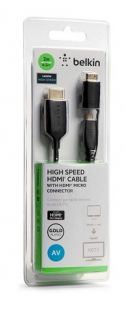 Picture of Belkin Essential 2m Hi Speed Micro HDMI Cable with HDMI Mini Adapter