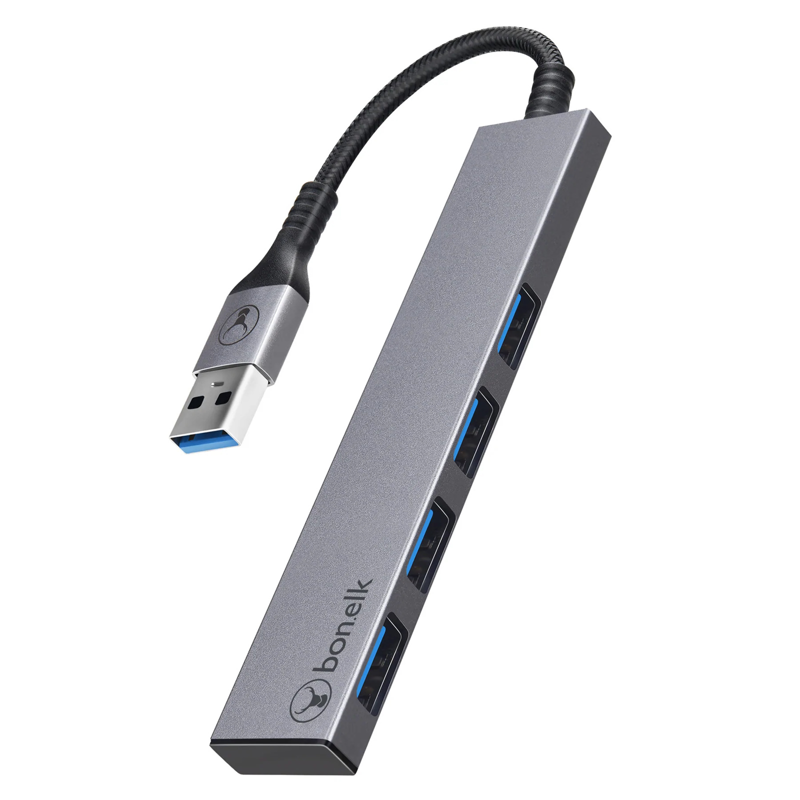 Picture of Bonelk Long-Life USB-A to 4 Port USB 3.0 Slim Hub (Black)