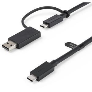 Picture of StarTech 1m USB-C Cable with USB-A Adapter Dongle - Hybrid 2-in-1 USB C Cable w/ USB-A - USB-C to USB-C (10Gbps/100W PD)