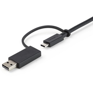 Picture of StarTech 1m USB-C Cable with USB-A Adapter Dongle - Hybrid 2-in-1 USB C Cable w/ USB-A - USB-C to USB-C (10Gbps/100W PD)