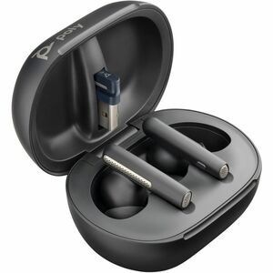 Picture of Poly Voyager Free 60+ UC M Carbon Black Earbuds +BT700 USB-A Adapter +Touchscreen Charge Case