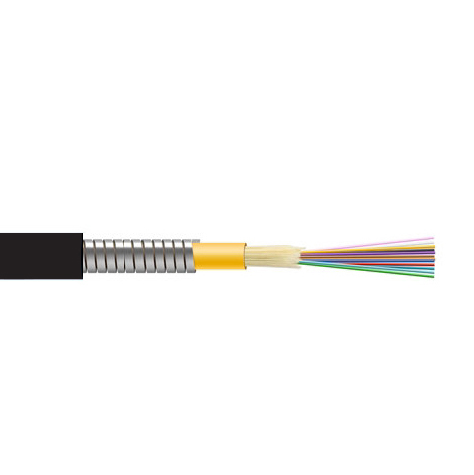 Picture of DYNAMIX 300m G.652D 12 Core Single mode. Micro Armoured Fibre Cable Roll. Indoor Outdoor Rated. Black ONFR Jacket
