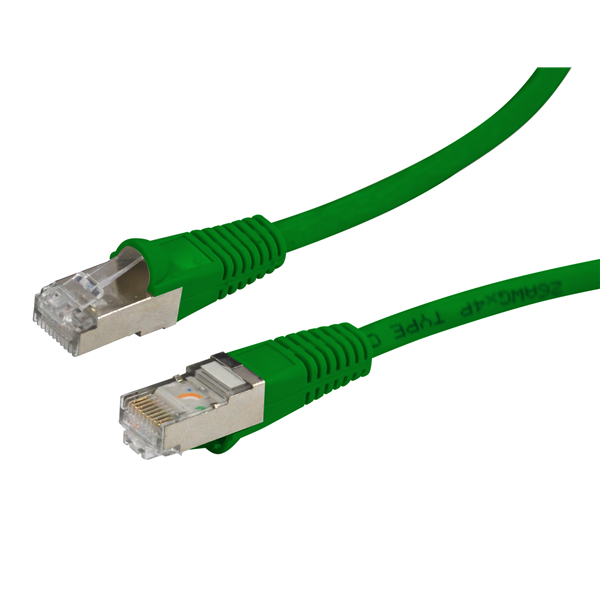 Picture of DYNAMIX 10m Cat6A Green SFTP 10G Patch Lead. (Cat6 Augmented) 500MHz Slimline Moulding