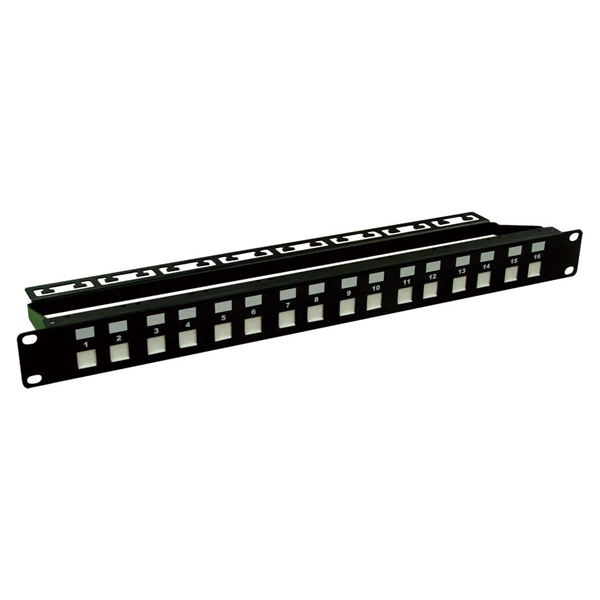 Picture of DYNAMIX 16 Port Unloaded Patch Panel, Shuttered Keystone Inserts, 1RU