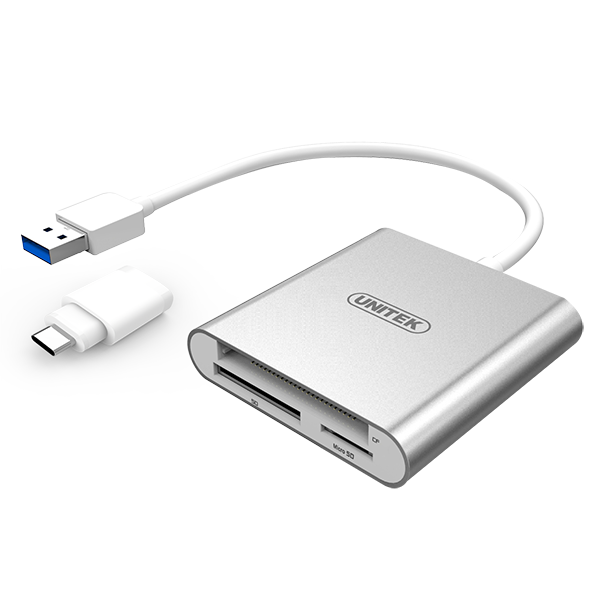 Picture of UNITEK USB 3.0 To Multi-In-One Card Reader. Includes USB-C Adapter