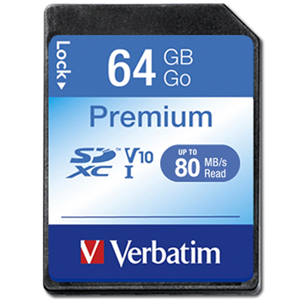 Picture of Verbatim Premium SDXC Class 10 Card 64GB