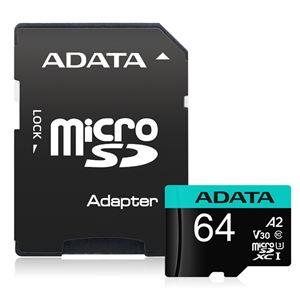 Picture of ADATA Premier Pro microSDXC UHS-I U3 A2 V30S Card with Adapter 64GB