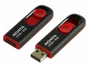 Picture of ADATA C008 Retractable USB 2.0 16GB Black/RedFlash Drive