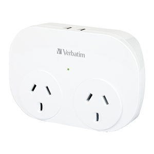 Picture of Verbatim Dual Plug Wall Adapter with Dual USB Surge Protected