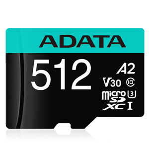 Picture of ADATA Premier Pro microSDXC UHS-I U3 A2 V30 Card with Adapter 512GB