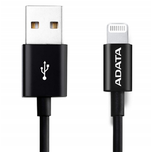 Picture of ADATA USB Type A (M) to Lightning (M) Black 1m Connection Cable.