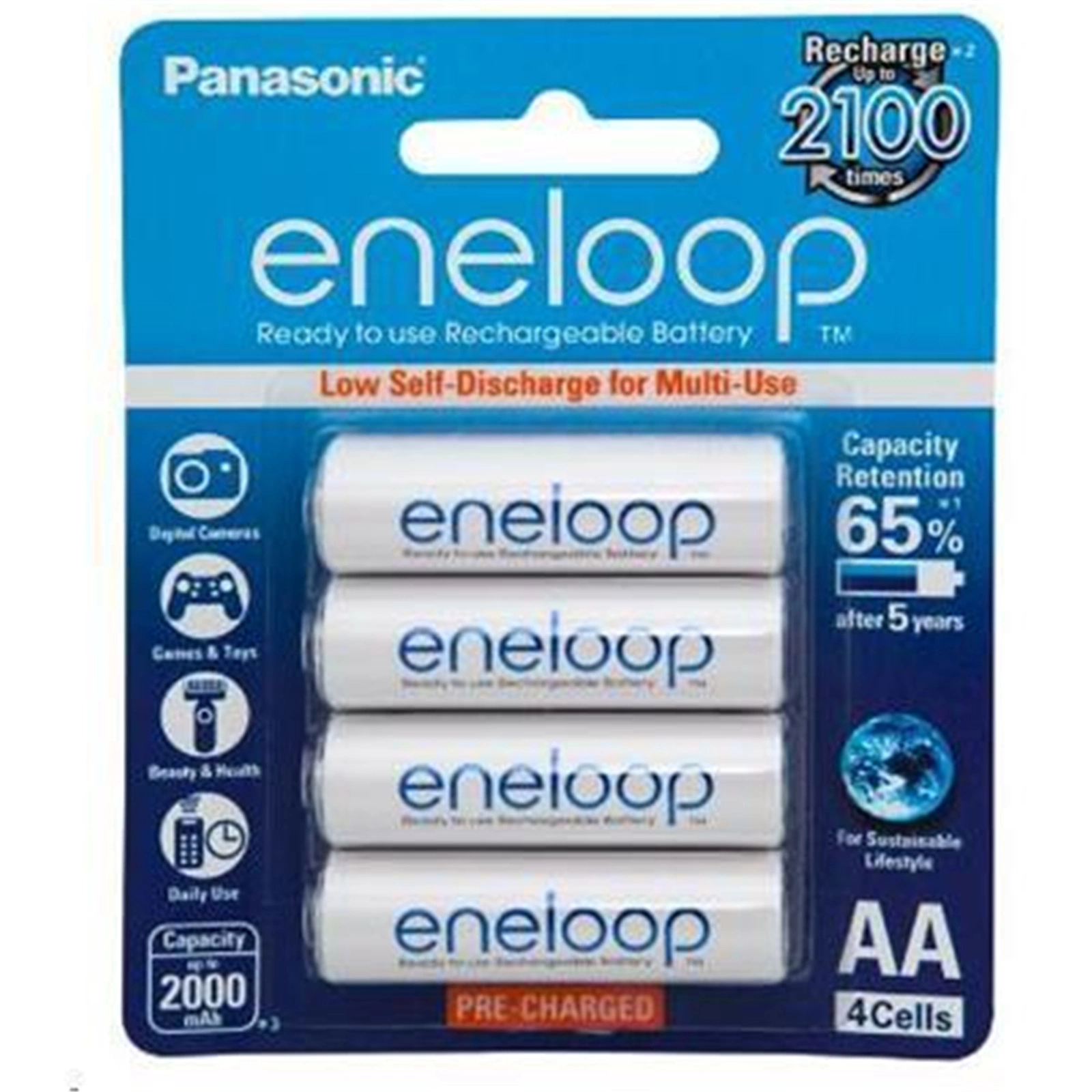 Picture of Panasonic Eneloop AA 2000mAh Rechargeable Batteries 4 Pack