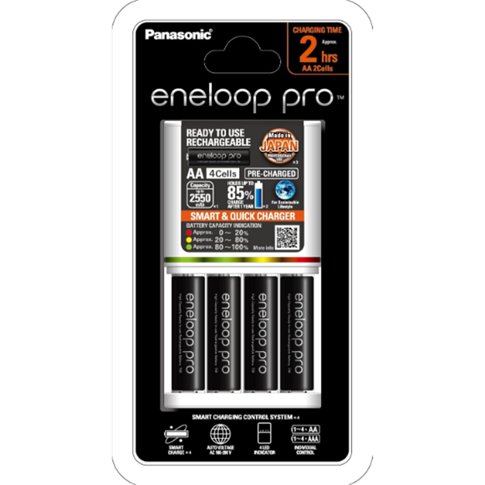 Picture of Panasonic Eneloop Quick Charger + 4 AA Eneloop Pro Batteries