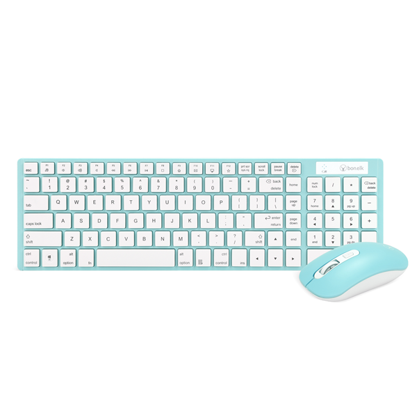 Picture of Bonelk Slim Wireless Keyboard and Mouse Combo KM-322 (Teal)