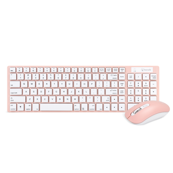 Picture of Bonelk Slim Wireless Keyboard and Mouse Combo KM-322 (Salmon)