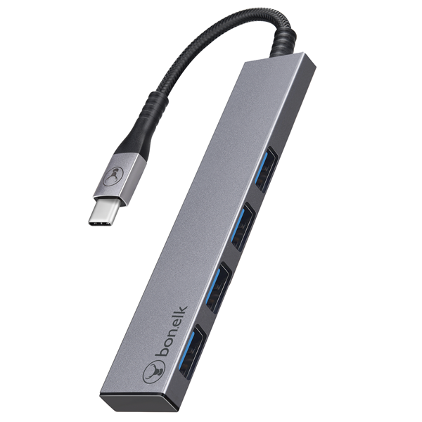 Picture of Bonelk Long-Life USB-C to 4 Port USB 3.0 Slim Hub (Space Grey)