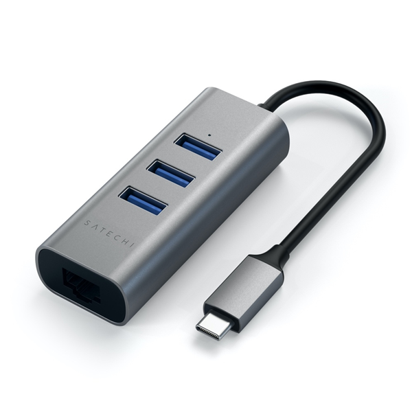 Picture of Satechi USB-C 2-in-1 USB 3.0 3-Port Hub & Ethernet - Space Grey