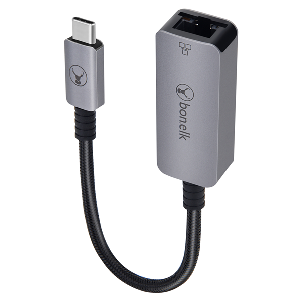 Picture of Bonelk Long-Life USB-C to Gigabit Ethernet Adapter - 15cm (Space Grey)