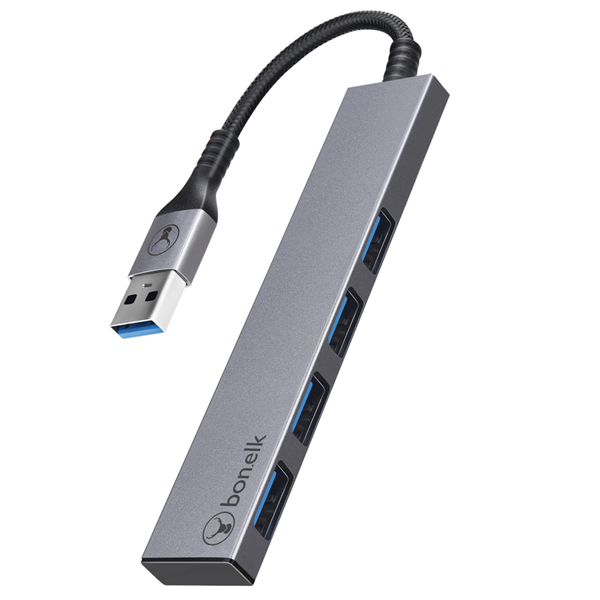 Picture of Bonelk Long-Life USB-A to 4 Port USB 3.0 Slim Hub (Space Grey)