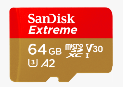 Picture of SANDISK EXTREME MICROSDXC SQXA2 64GB V30 U3 C10 A2 UHS-I 160MB/S R 60MB/S W 4X6 SD ADAPTOR LIFETIME LIMITED