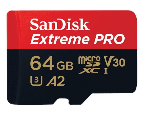 Picture of SANDISK EXTREME PRO MICROSDXC SQXCY 64GB V30 U3 C10 A2 UHS-I 170MB/S R 90MB/S W 4X6 SD ADAPTOR LIFETIME LIMITED