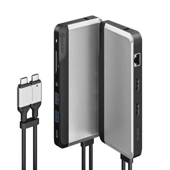Picture of ALOGIC TWIN USB-C 10-IN-1 DUAL SUPER PT(100W) DOCK- 2 X 4K HDMI 2 X USB-A 1 X USB-C PT(100W) 1 X USB-C (DATA) 1 X SD/MICRO CARD READER