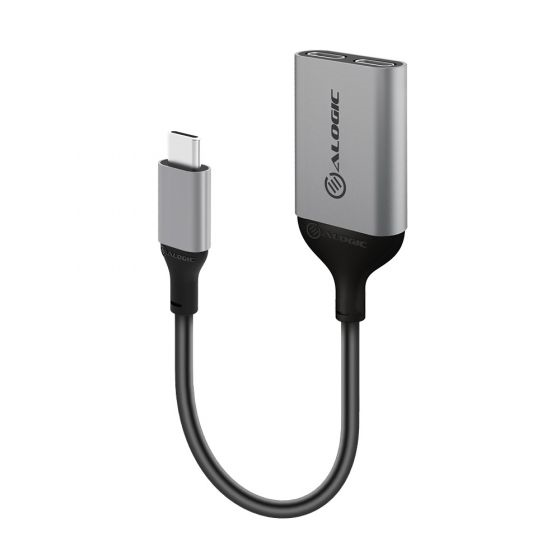 Picture of ALOGIC USB-C TO USB-C AUDIO AND USB-C CHARGING ADAPTER- SPACE GREY WITH 100W (20V/5A) POWER DELIVERY DATA AND AUDIO