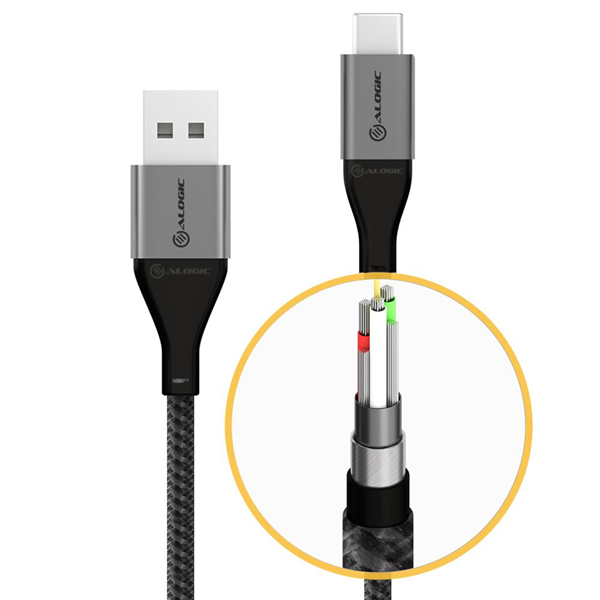 Picture of ALOGIC SUPER ULTRA USB 2.0 USB-C TO USB-A CABLE - 1.5M - 3A/480MBPS - SPACE GREY