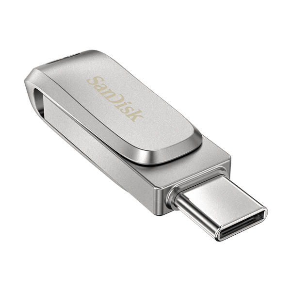Picture of SANDISK ULTRA DUAL DRIVE LUXE SDDDC4 128GB USB TYPE C METAL USB3.1/TYPE C REVERSIBLE CONNECTOR SWIVEL DESIGN TYPE-C ENABLED DEVICES 5Y